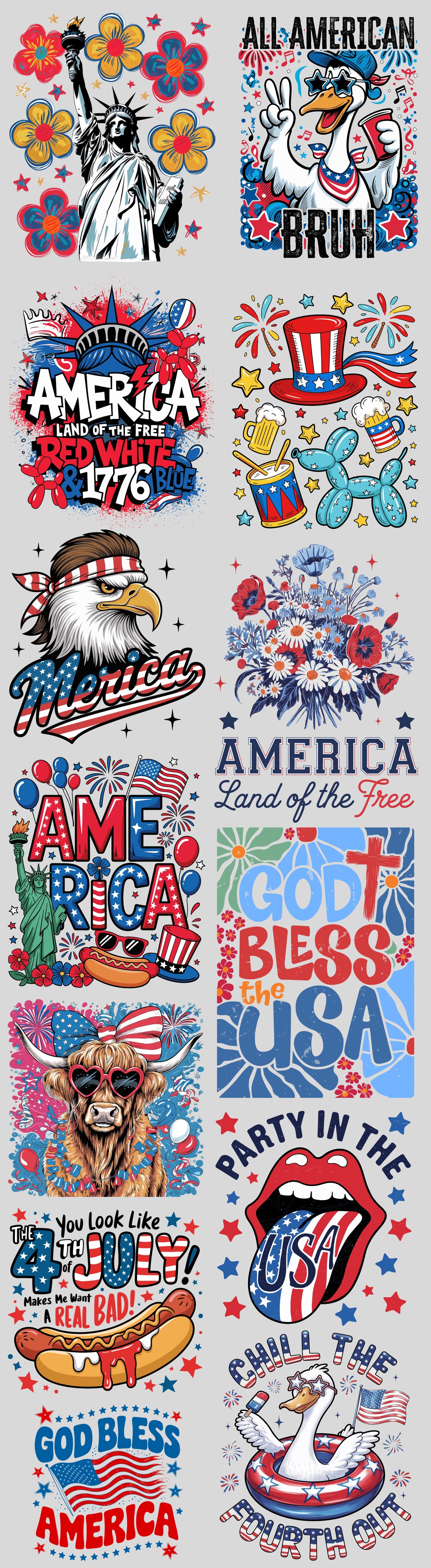 DTF Transfer Gang Sheet - 4th of July - Adult Sizes