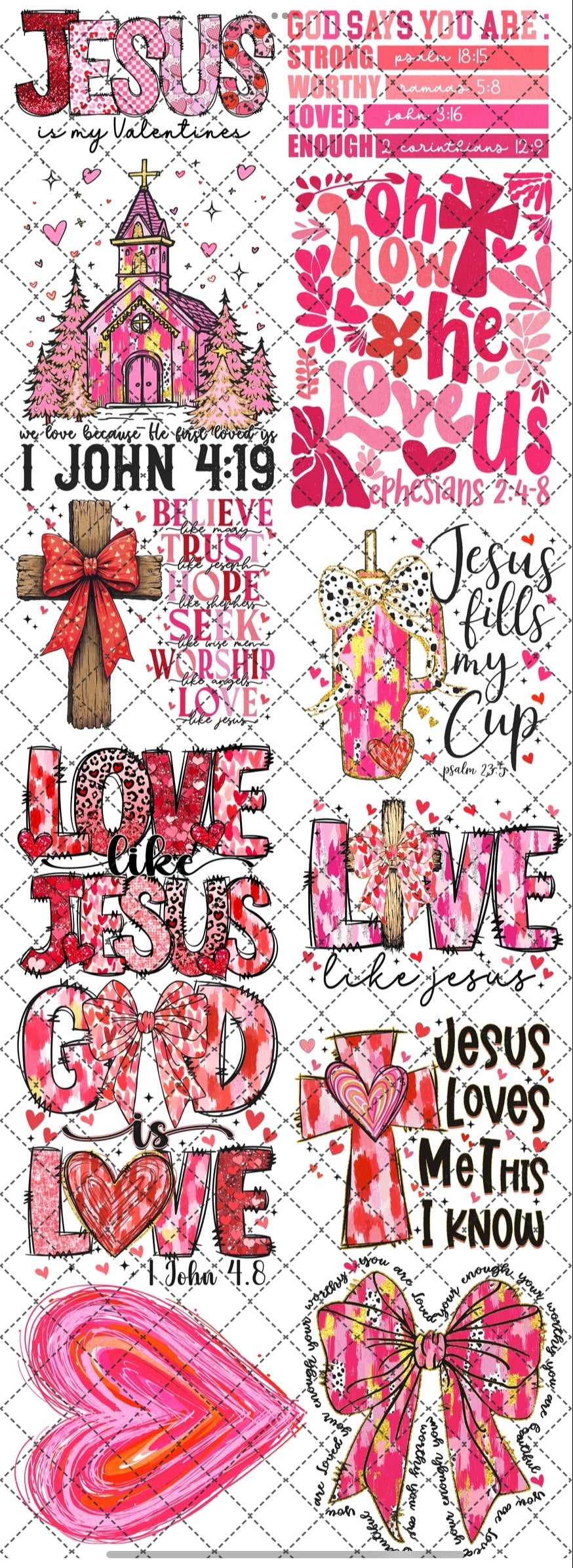 Valentines Day 60” Gang Sheet - Religious