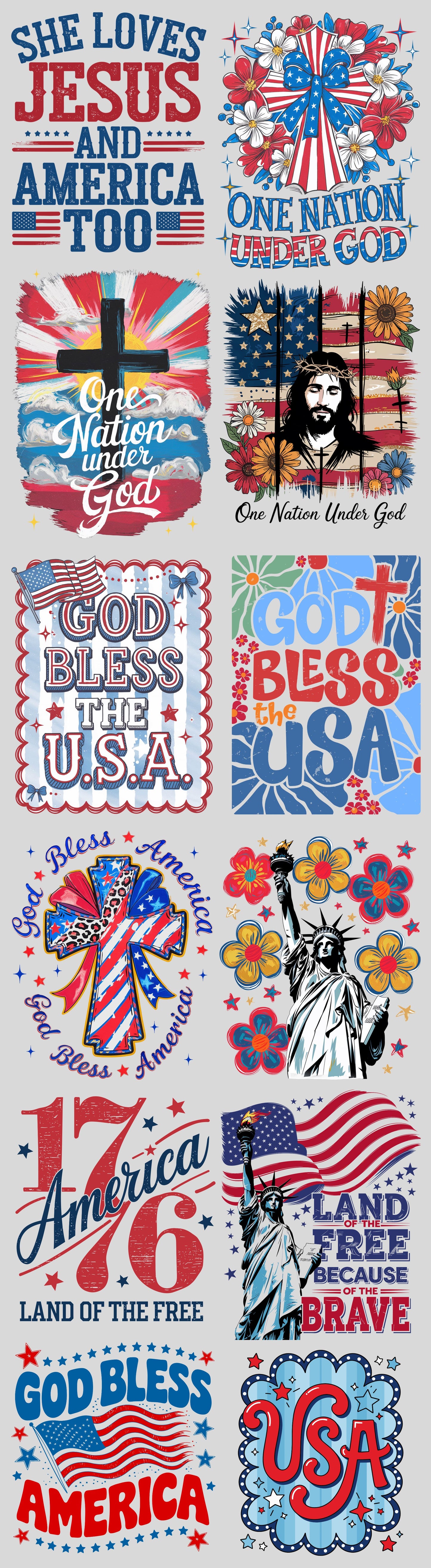 DTF Transfer Gang Sheet - 4th of July - Religious