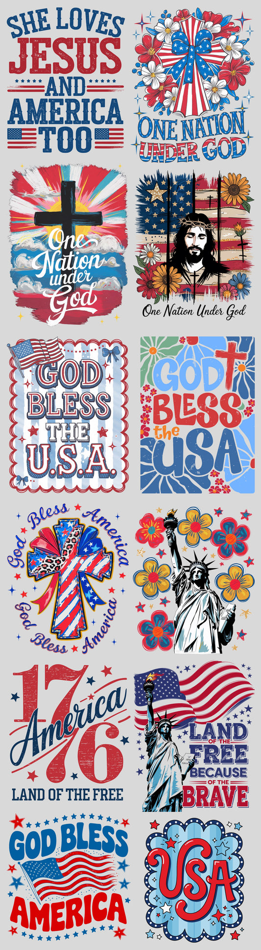 DTF Transfer Gang Sheet - 4th of July - Religious